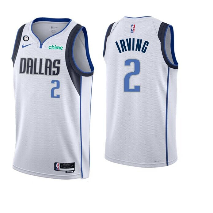 Men's Dallas Mavericks #2 Kyrie Irving White Association Edition With No.6 Patch Stitched Basketball Jersey